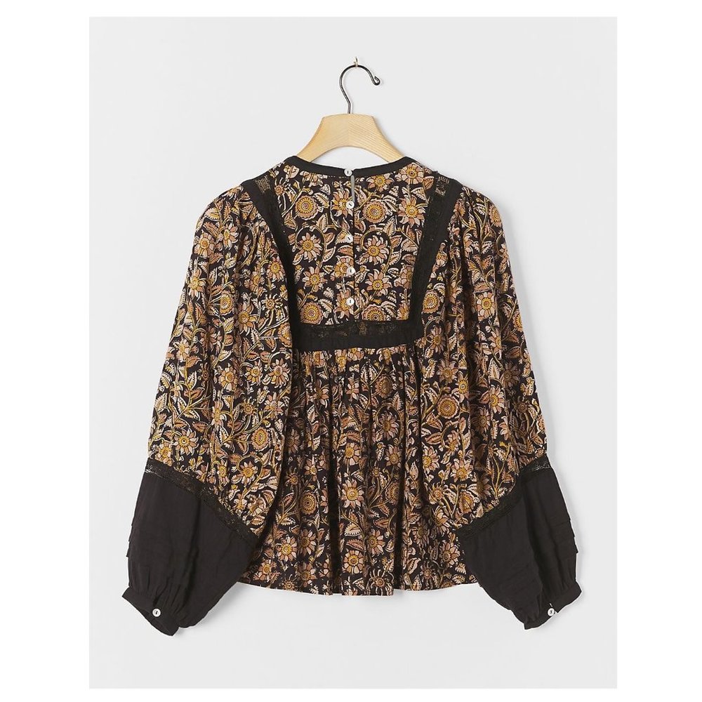 Anthro Cleobella Rafia lace blouse in black - Picture 7 of 13